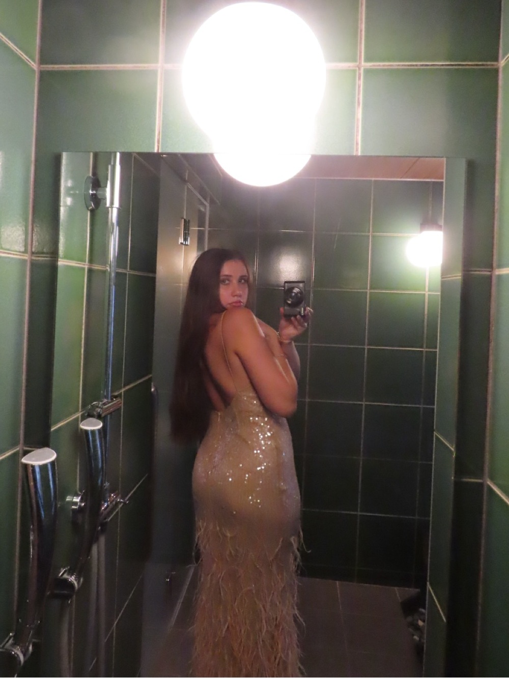 Retrofete Nude Sequin Maxi Dress LINED